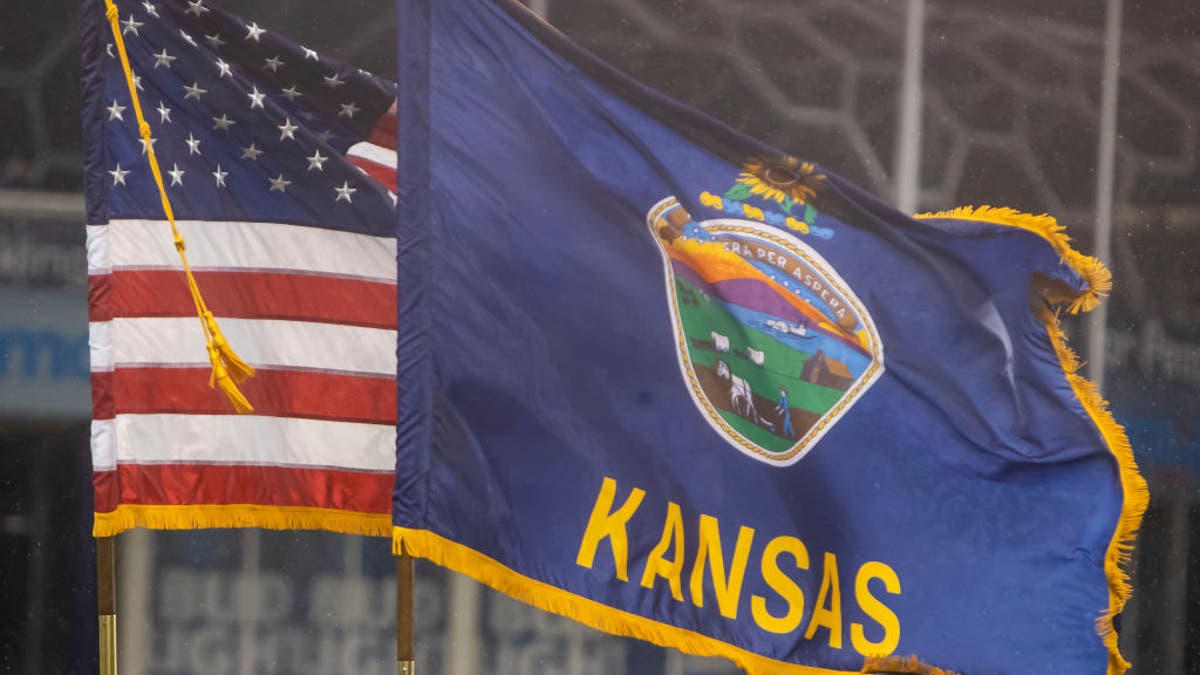 U.S. and Kansas flags 