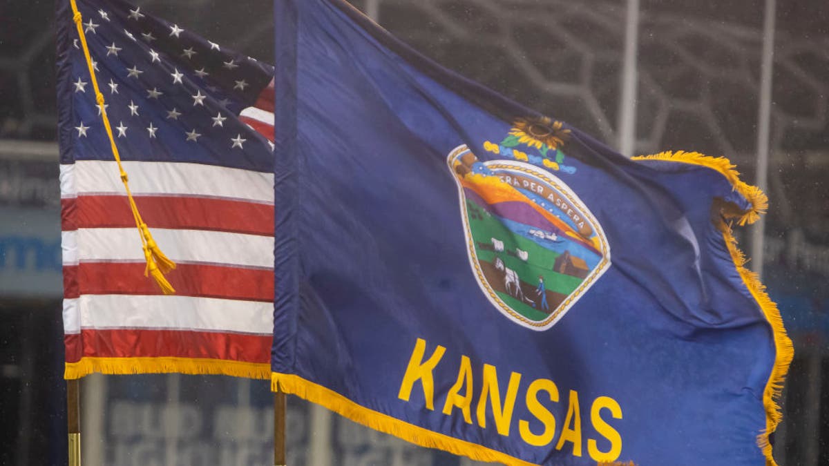 U.S. and Kansas flags 