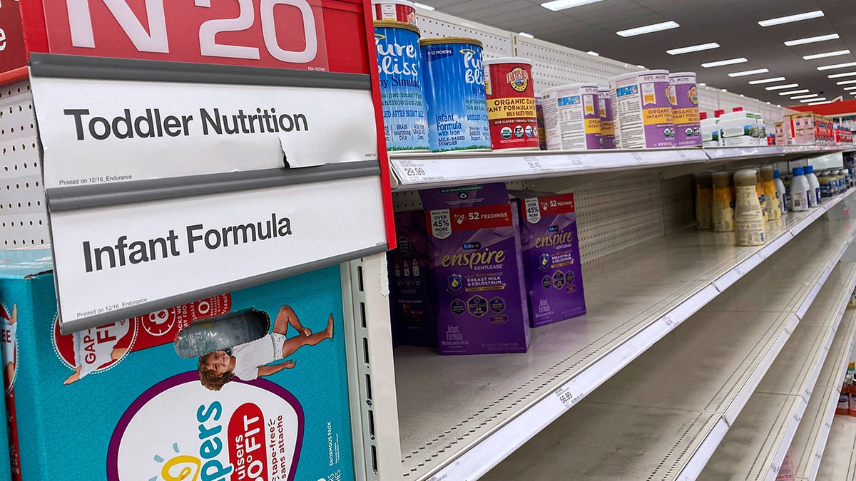 Empty baby formula shelf at Target