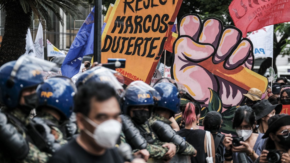 A demonstration outside the Commission of Elections office in Manila, Philippines, on May 10, 2022.