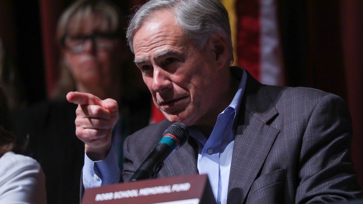 Texas Governor Greg Abbott speaks during a press conference