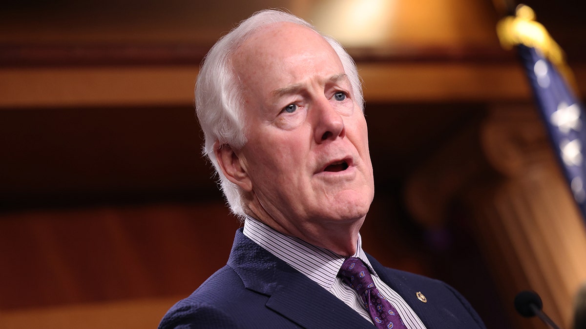 Sen. John Cornyn (R-TX) speaks on a proposed Democratic tax plan, at the U.S. Capitol on August 04, 2021 in Washington, DC. 