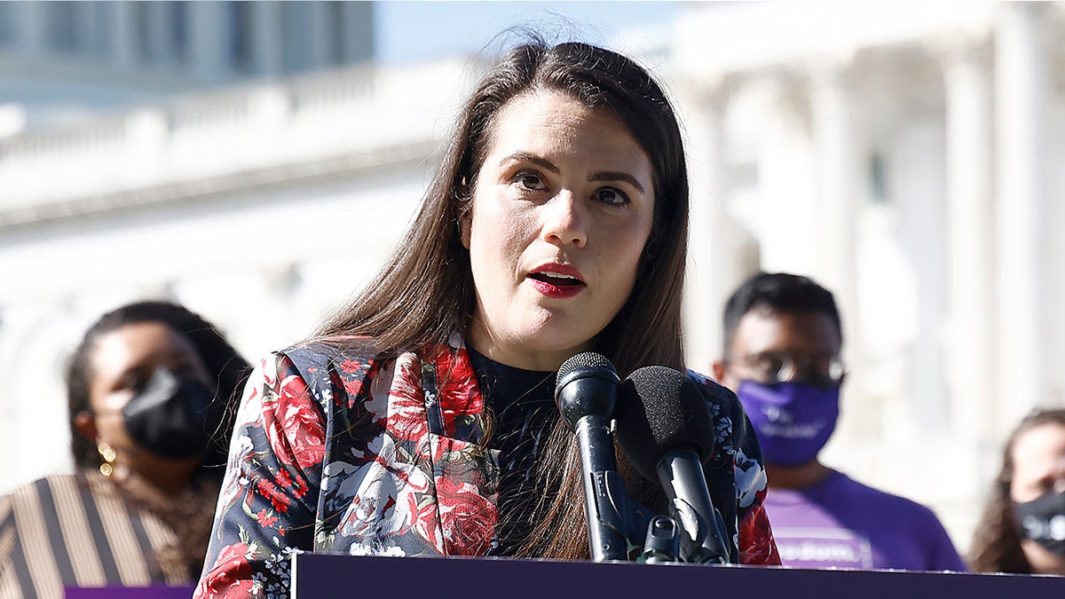 WASHINGTON, DC - SEPTEMBER 29: Sheila Katz, CEO, National Council of Jewish Women, speaks at an event on behalf of the over 400,000 people who signed petitions of support from UltraViolet, NARAL, MoveOn, MomsRising, Catholics for Choice and National Council of Jewish Women to urge the Senate to protect abortion rights at an event outside of the U.S Capitol Building on September 29, 2021 in Washington, DC. (Photo by Paul Morigi/Getty Images for MoveOn)