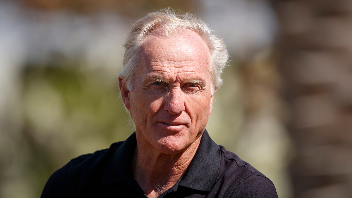 Greg Norman, CEO of Liv Golf Investments talks to the media during a practice round prior to the PIF Saudi International at Royal Greens Golf &amp;amp; Country Club on February 01, 2022 in Al Murooj, Saudi Arabia.
