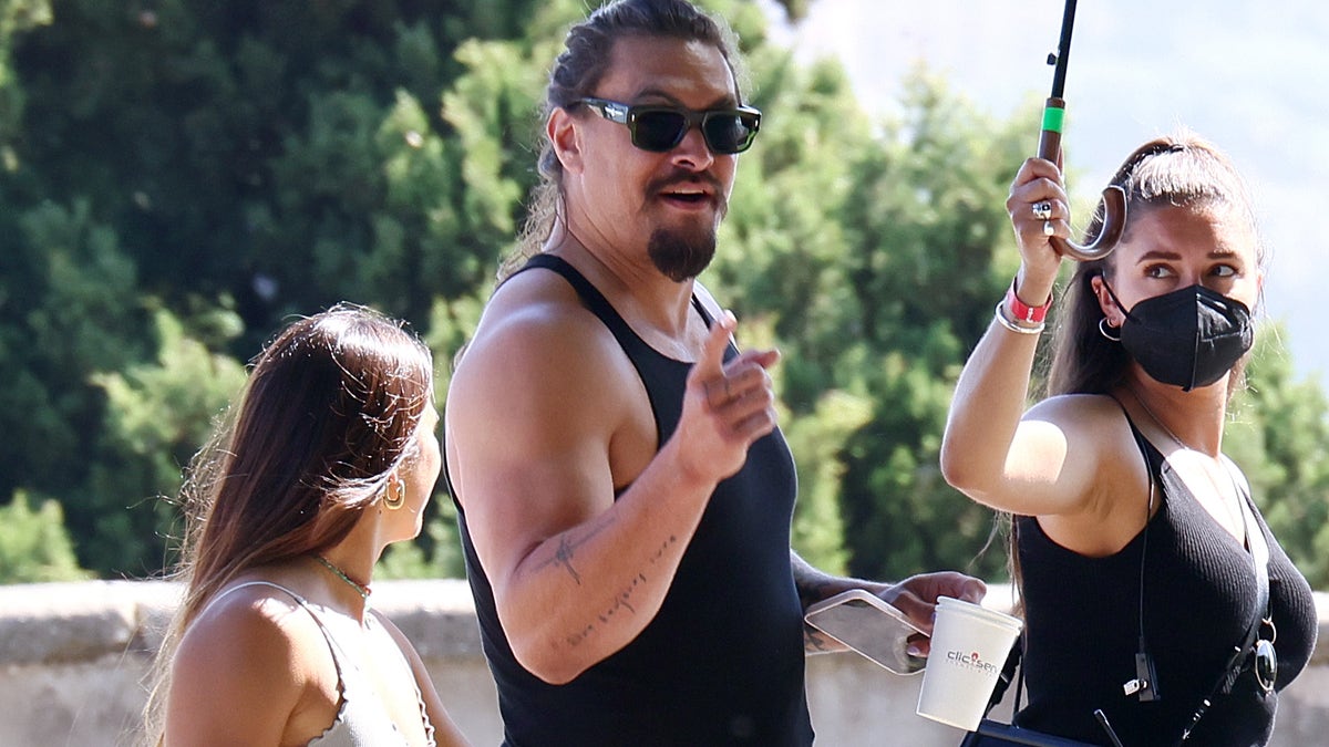 Jason Momoa is seen during the Fast and Furious 10 shooting on May 13, 2022 in Rome, Italy.