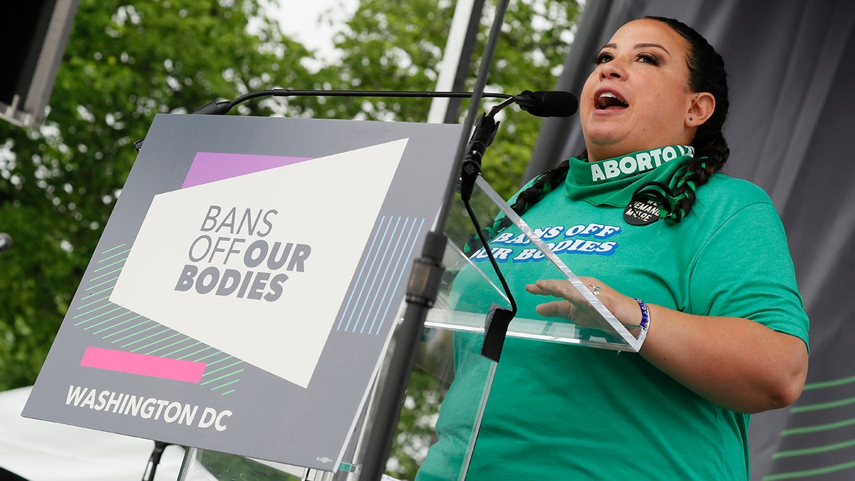 WASHINGTON, DC - MAY 14: Rachel O’Leary Carmona speaks onstage during the Bans Off Our Bodies Rally on May 14, 2022 in Washington, DC. (Photo by Paul Morigi/Getty Images for Women's March)