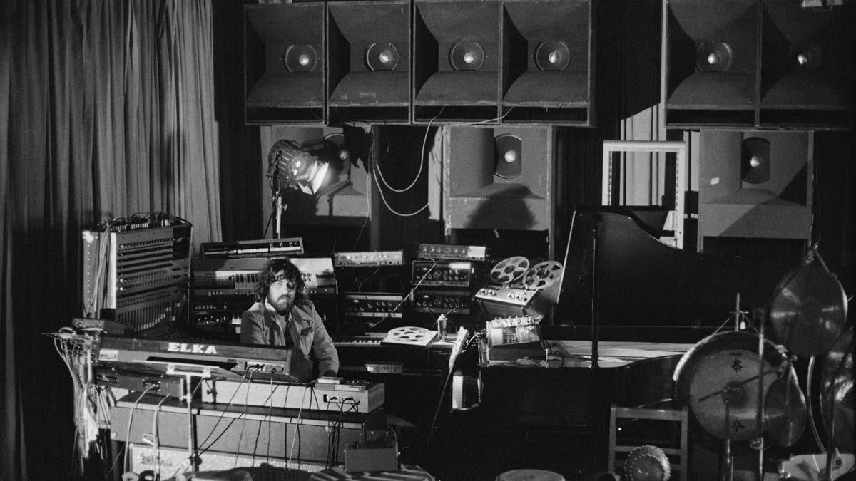Vangelis surrounded by his music equipment