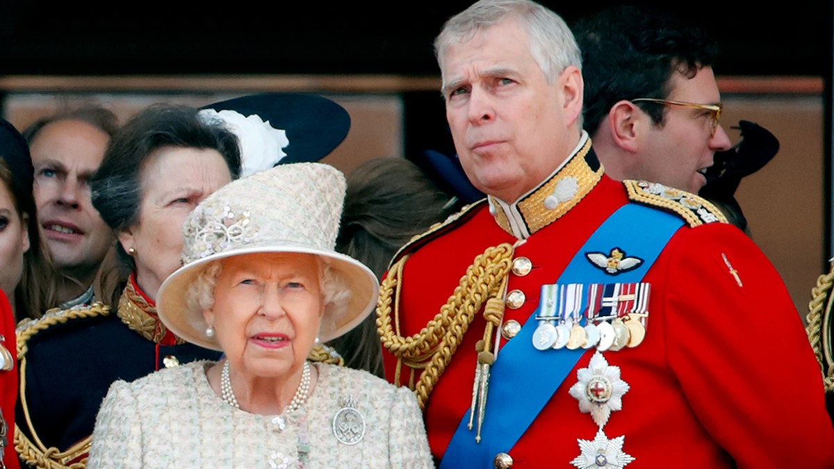 Queen Elizabeth and Prince Andrew photographed together.