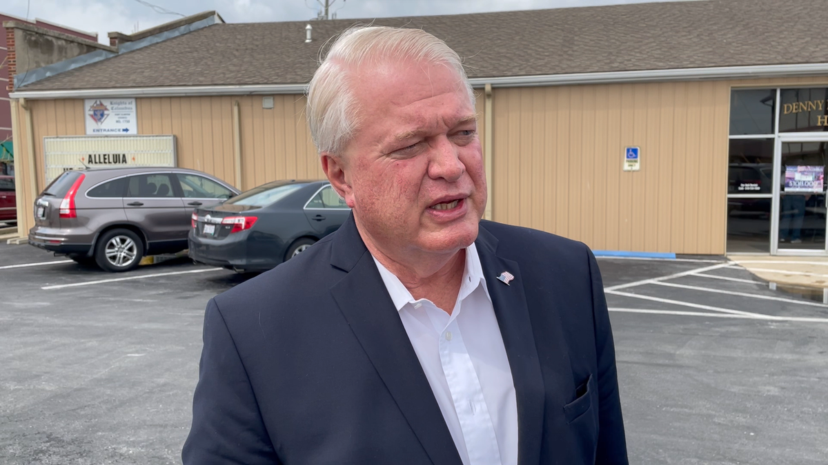 Ohio GOP Senate candidate Mike Gibbons speaks with Fox News Digital outside on Ottowa County Republican Women's Club event in Port Clinton, Ohio. (Tyler Olson/Fox News)