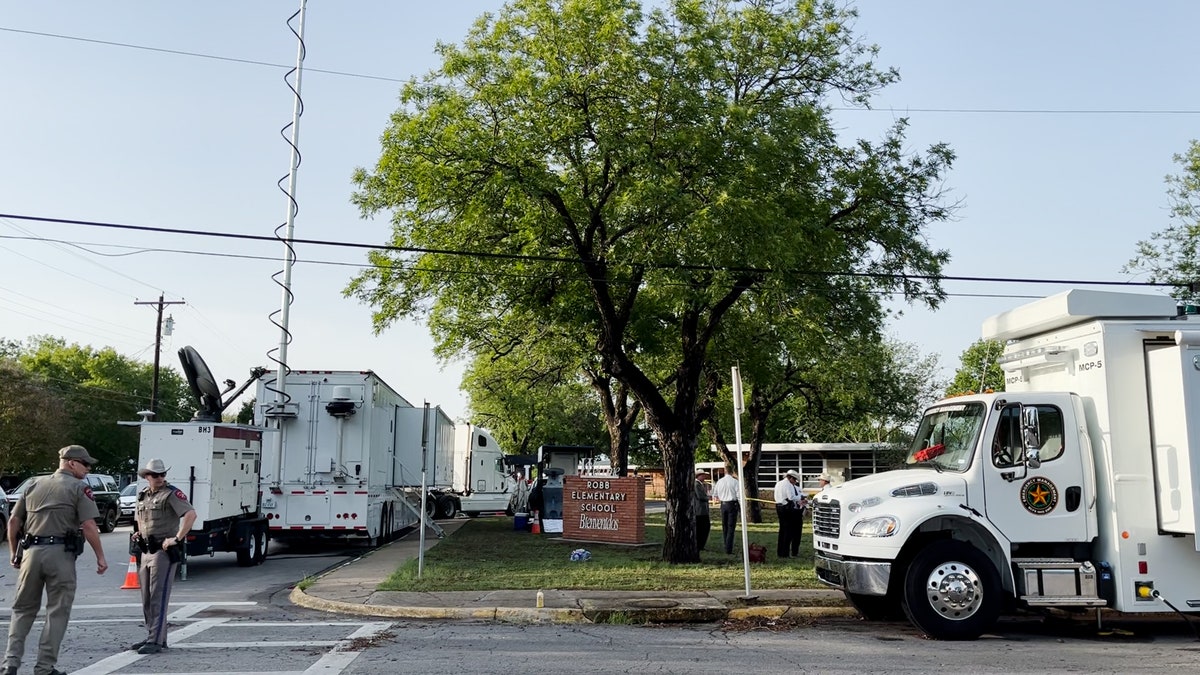 Law enforcement at Robb Elementary after Uvalde shooting