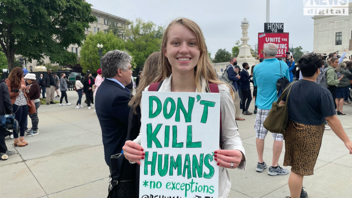 Demonstrator after Roe v. Wade leak