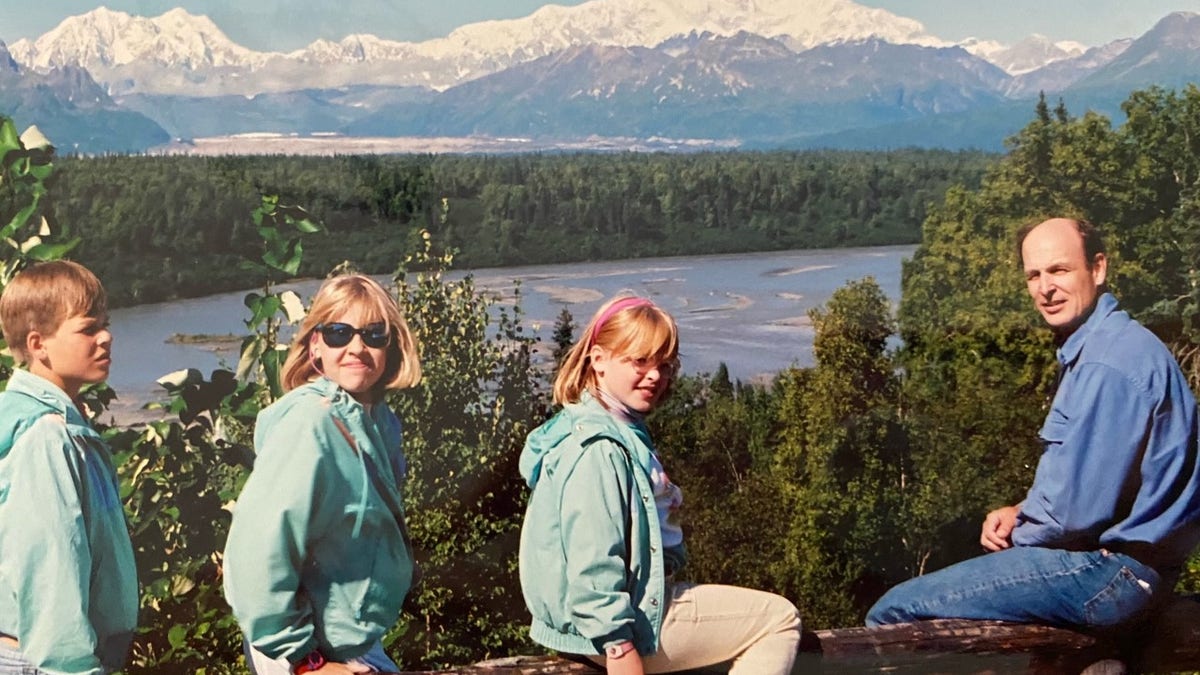 Karin Ruhkala at Chulinta Overlook in Denali National Park and Preserve in Alaska with her brother Daniel, sister Liisa and father Tom in late August, 1989.