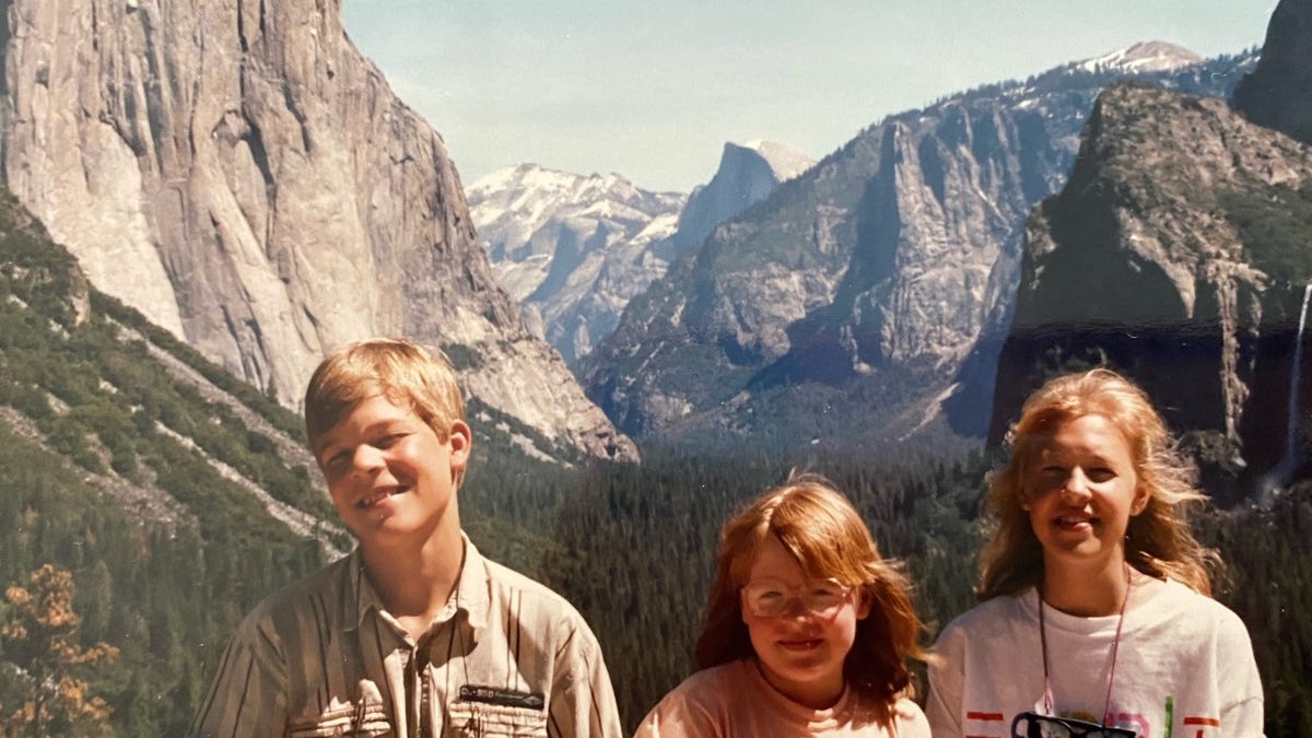 Karin Ruhkala on another family trip to Yosemite National Park in the summer of 1989 with her brother Daniel, sister Liisa.