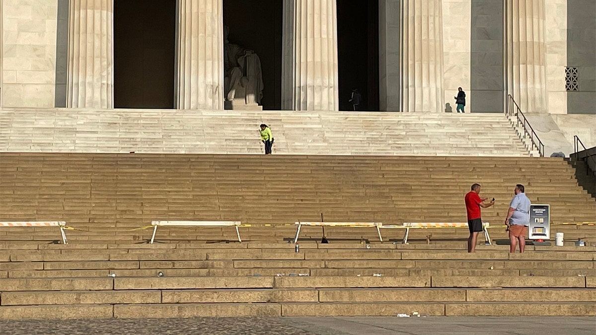 Lincoln Memorial steps trashed