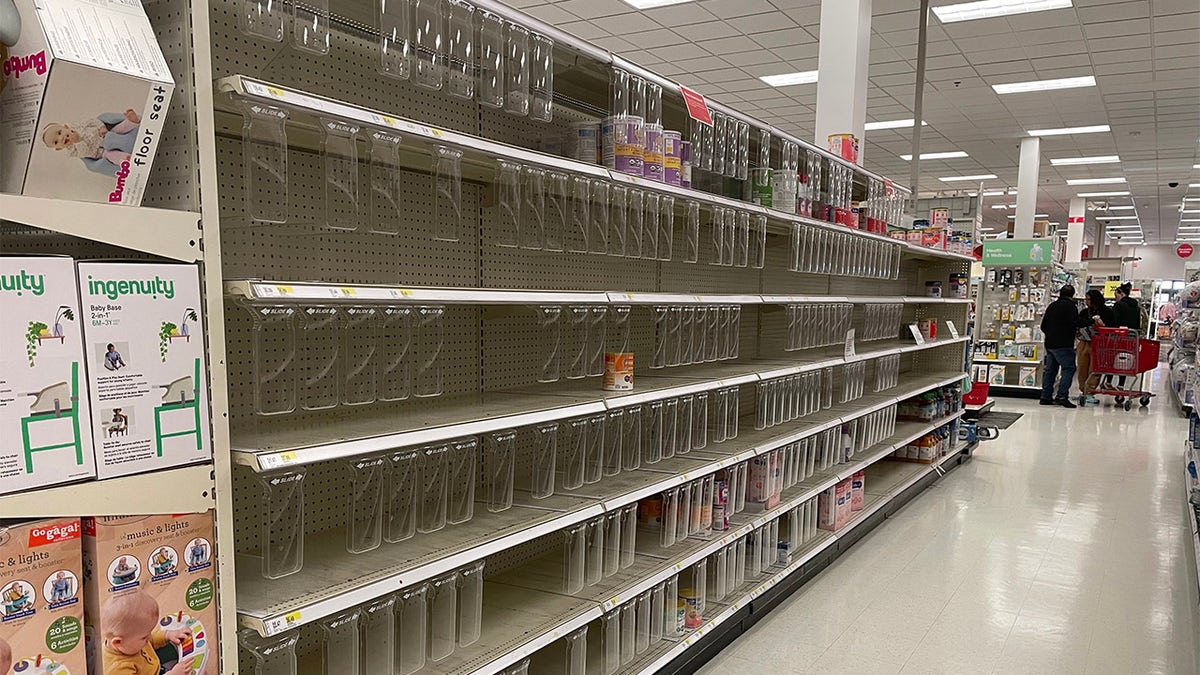 Empty baby formula shelves