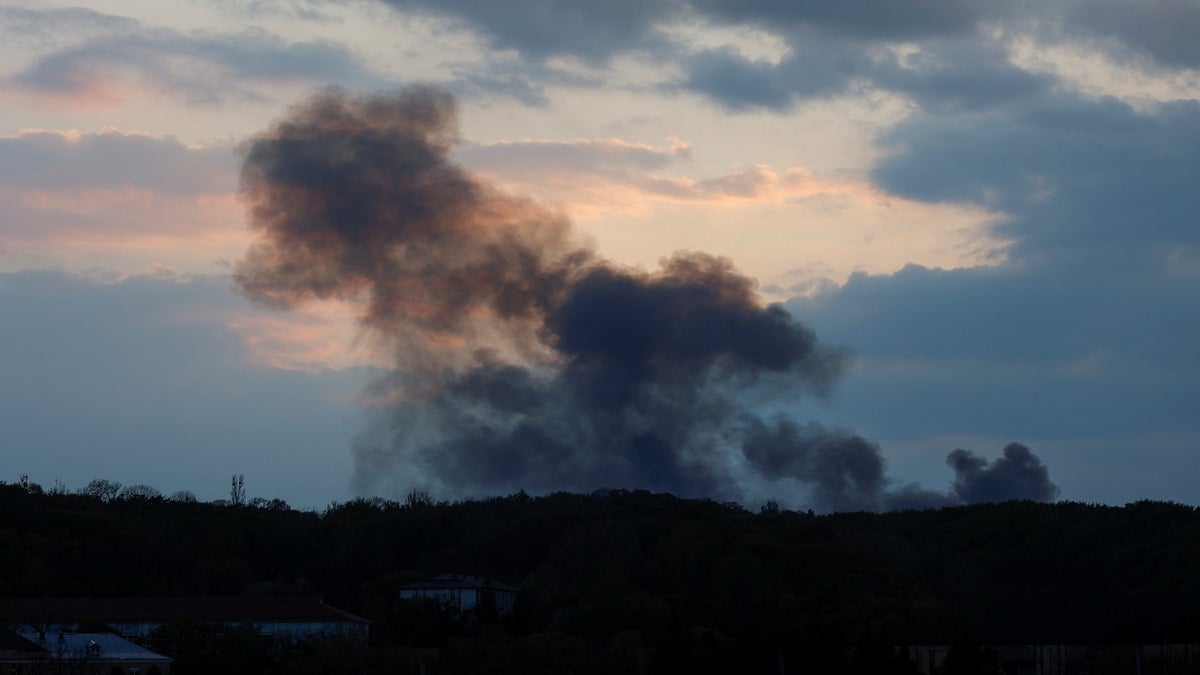 Smoke rises after missile strikes, as Russia's attack on Ukraine continues, in Lviv, Ukraine May 3, 2022. REUTERS/Vladyslav Sodel