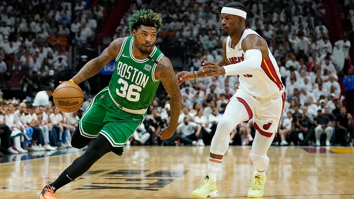 Celtics' Marcus Smart drives in Game 2