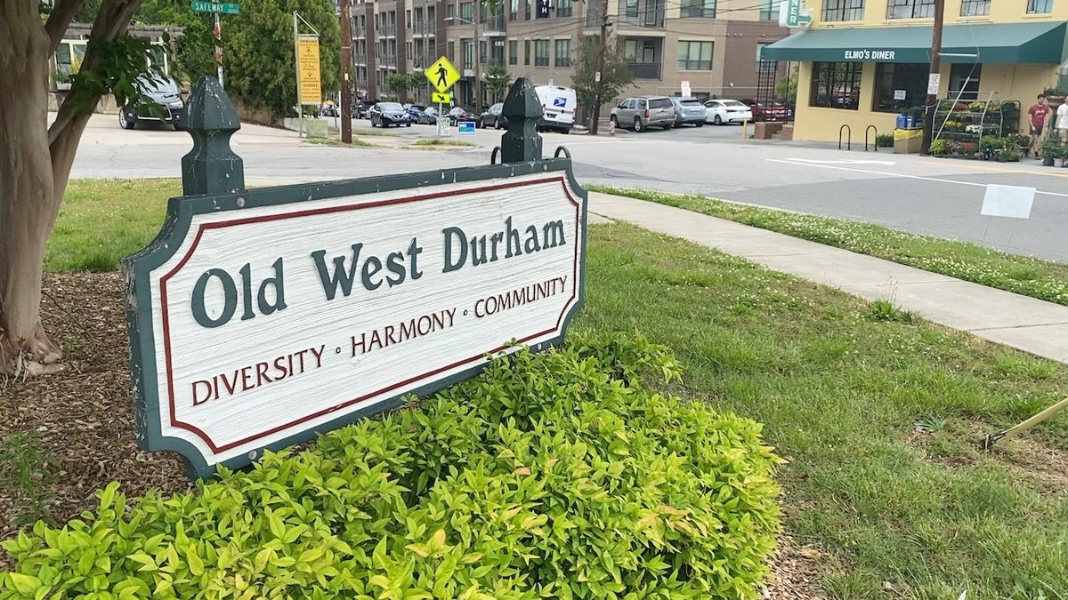 Old West Durham town sign