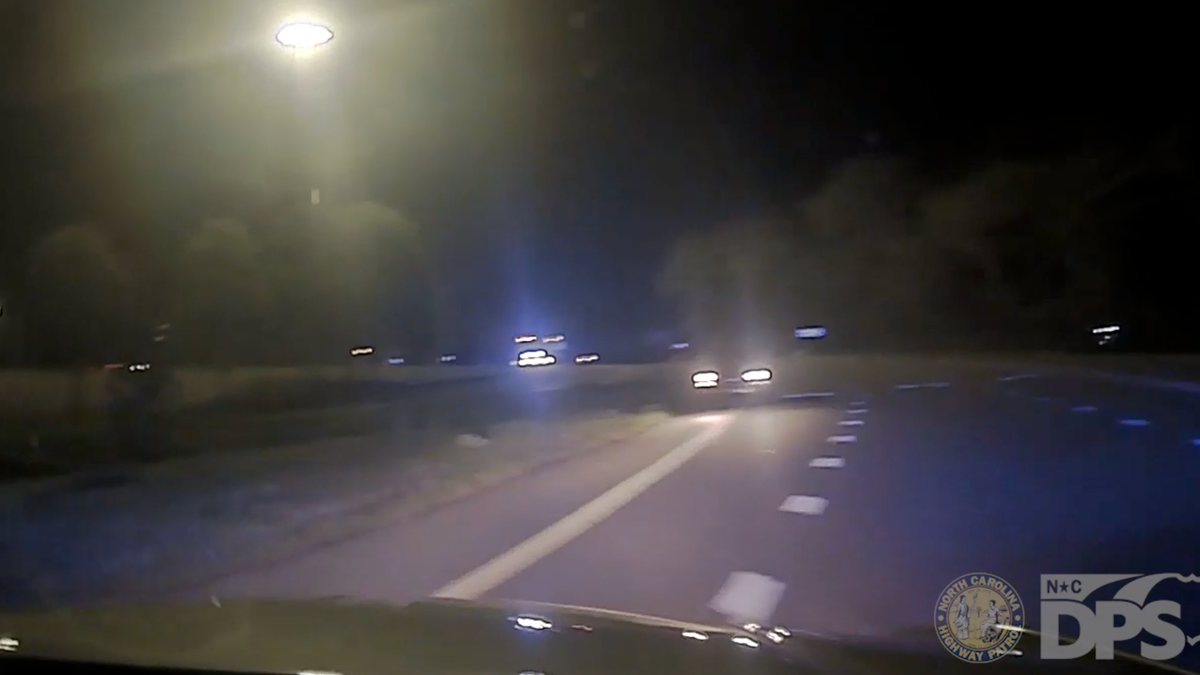 A North Carolina State Highway Patrol trooper stopped a suspected drunk driver from getting on an interstate going the wrong way by blocking him with his own car.