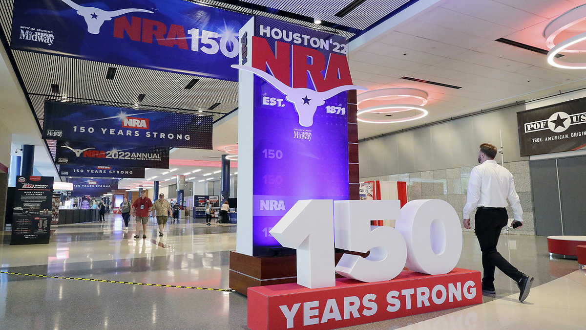 NRA Annual Meeting sign in convention lobby