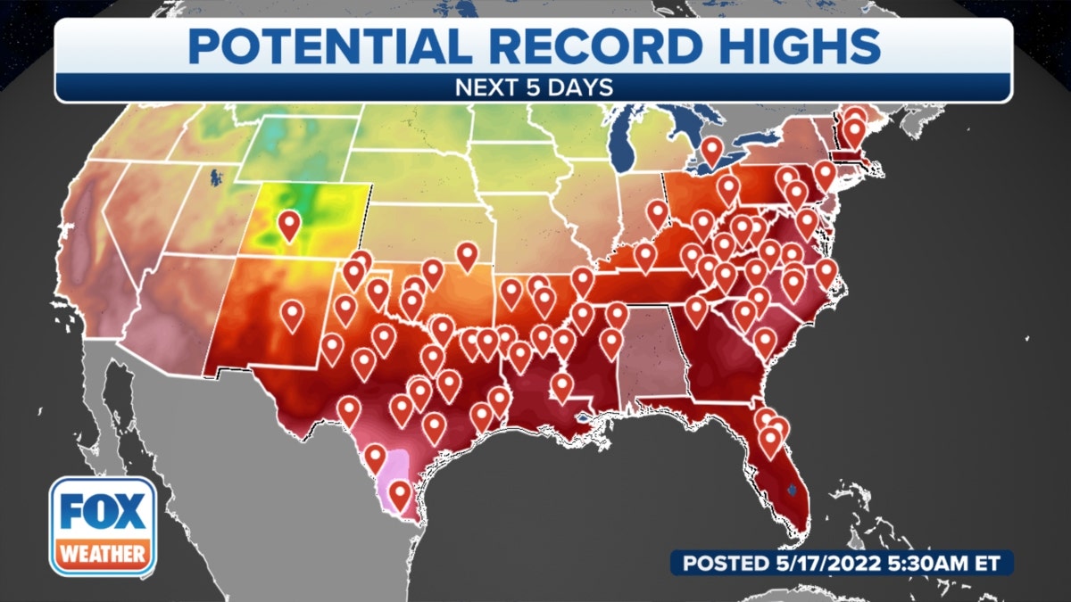 Potential U.S. record-high temperatures