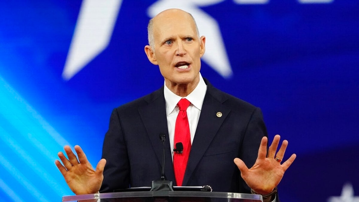 Sen. Rick Scott, R-Fla., speaks at the Conservative Political Action Conference (CPAC) Saturday, Feb. 26, 2022, in Orlando, Fla.