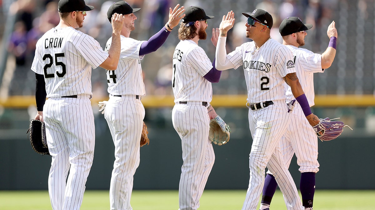 Rockies players celebrate