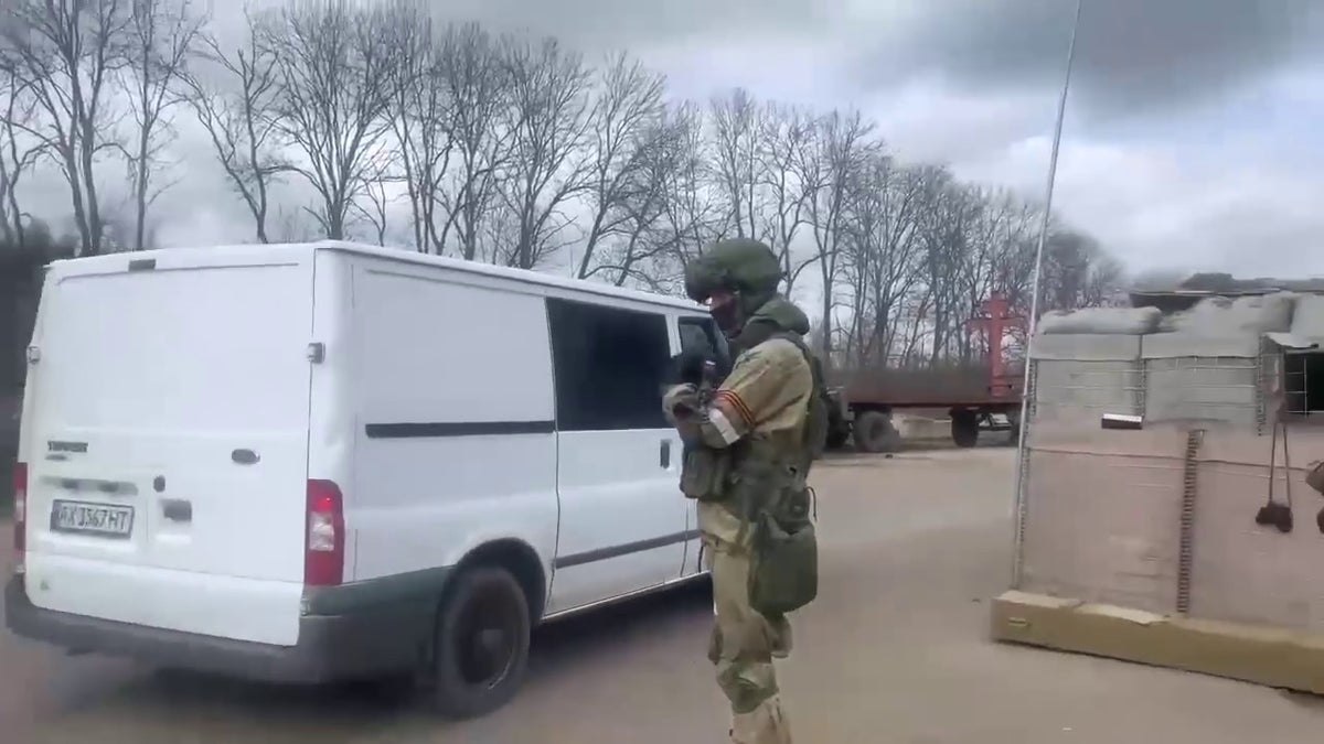 Russian checkpoint near Kharkiv, Ukraine