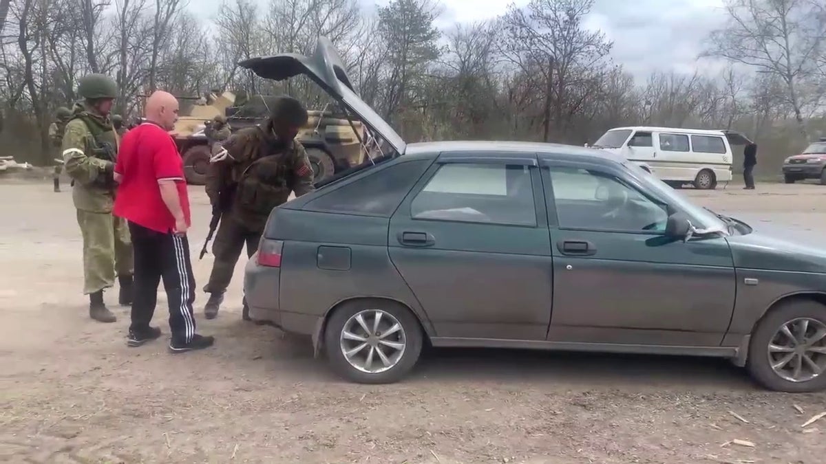 Russian checkpoint near Kharkiv, Ukraine