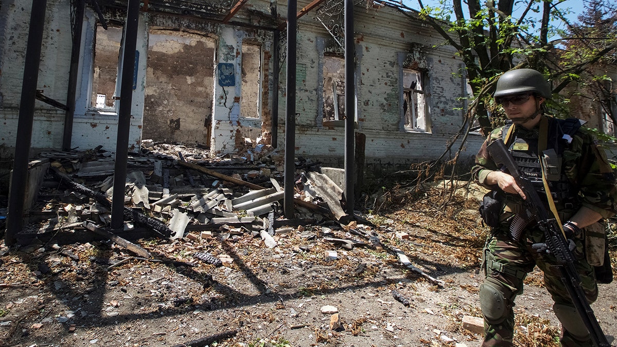 Ukrainian police officer in the Donetsk region