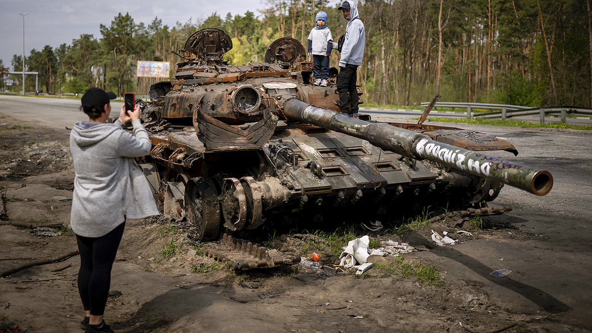 Destroyed Russian tank Kyiv Ukraine Russian military