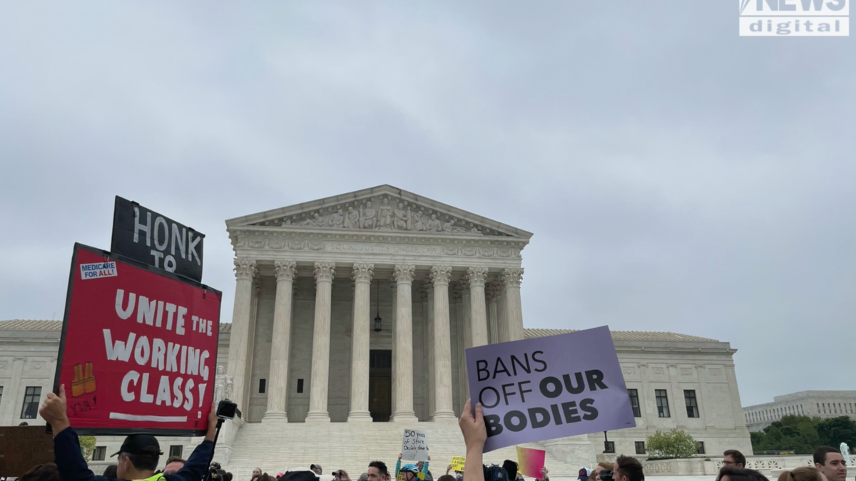 Protesters outside the Supreme Court.