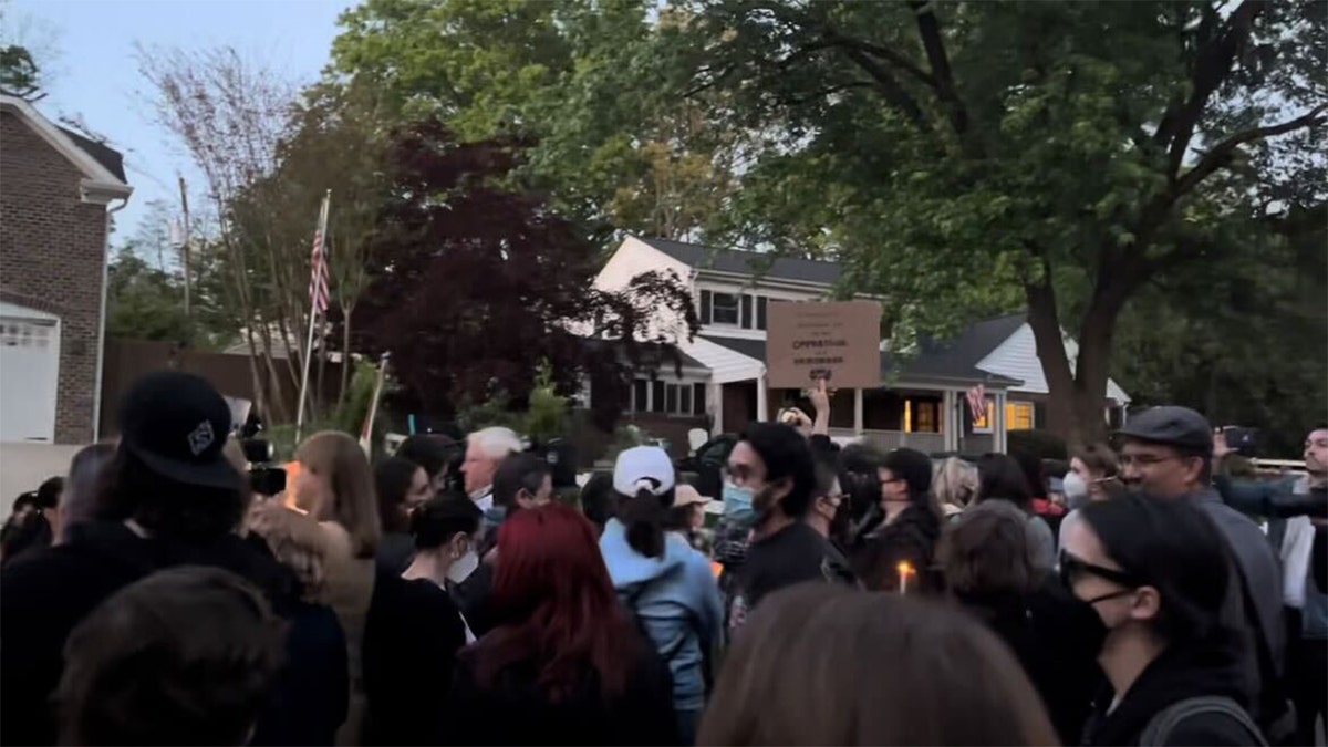 Protesters at the home of Supreme Court Justice Samuel Alito