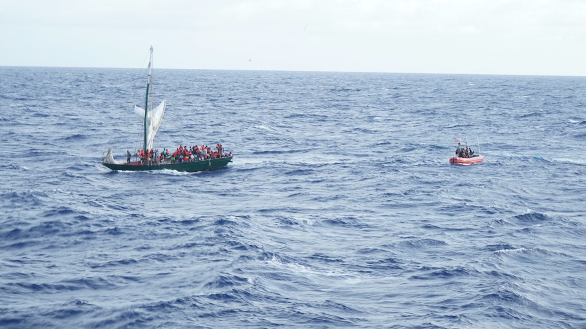 Friday, the Coast Guard stopped a boat with 102 Haitians onboard. 