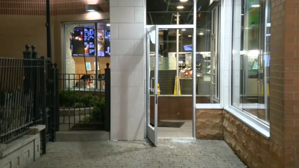 Damaged McDonald's in downtown Chicago shooting