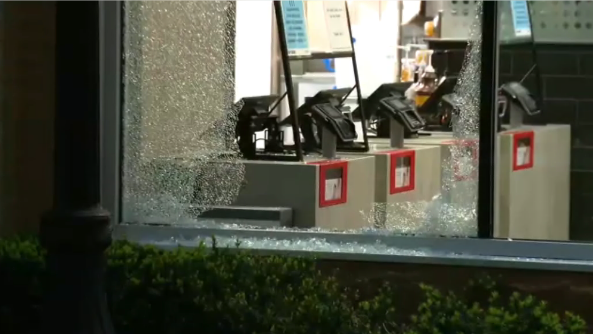 Windows shot out in McDonald's in Chicago