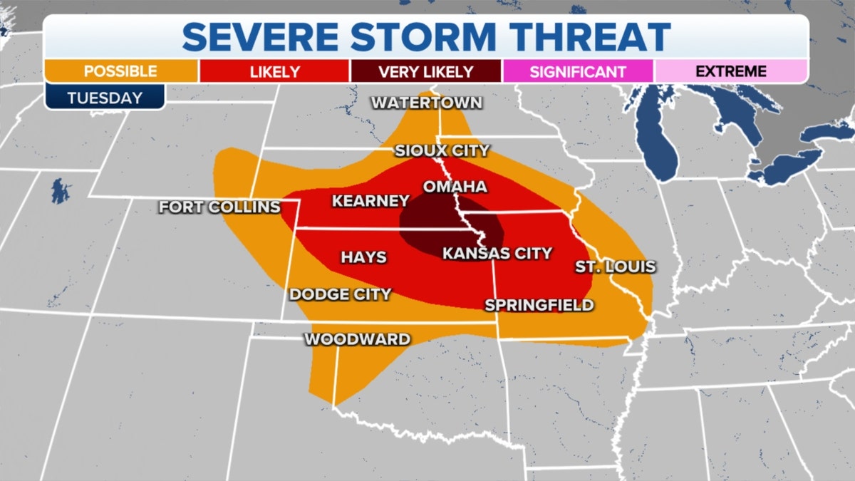 Severe storm threat map