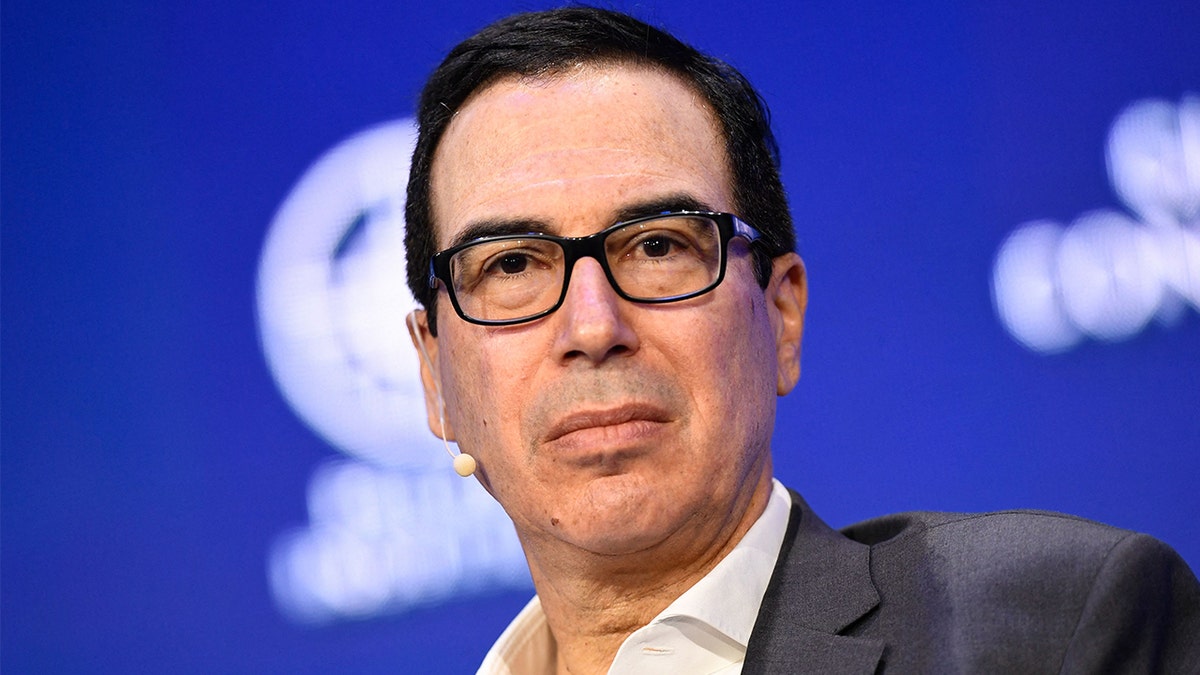 Steven Mnuchin, 77th US Secretary of Treasury, speaks during the Milken Institute Global Conference on May 3, 2022 in Beverly Hills, California. (Photo by PATRICK T. FALLON/AFP via Getty Images)