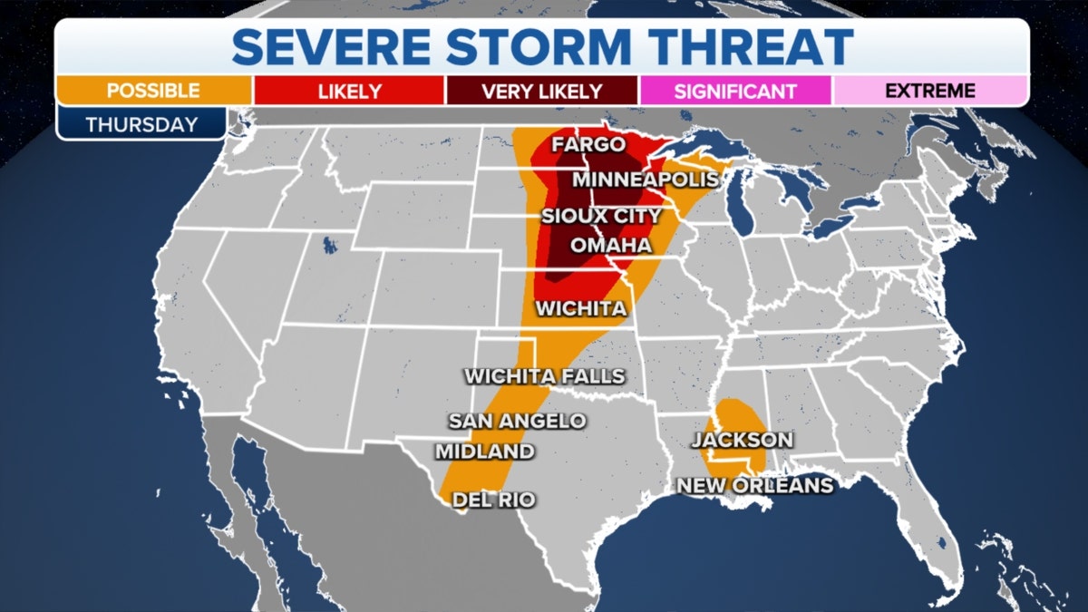 Severe storm threat map