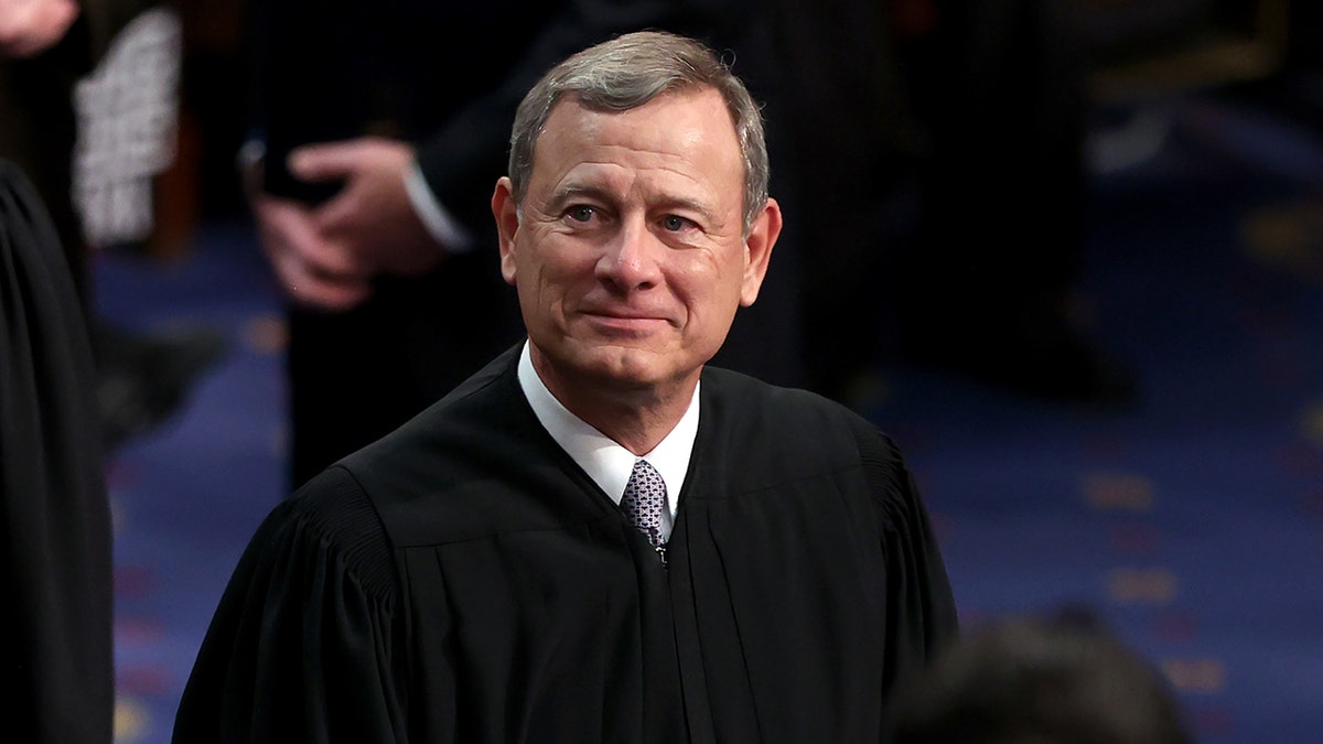 Supreme Court Chief Justice John Roberts is seen prior to President Biden giving his State of the Union address during a joint session of Congress at the U.S. Capitol on March 1, 2022 in Washington. (Photo by Julia Nikhinson-Pool/Getty Images)