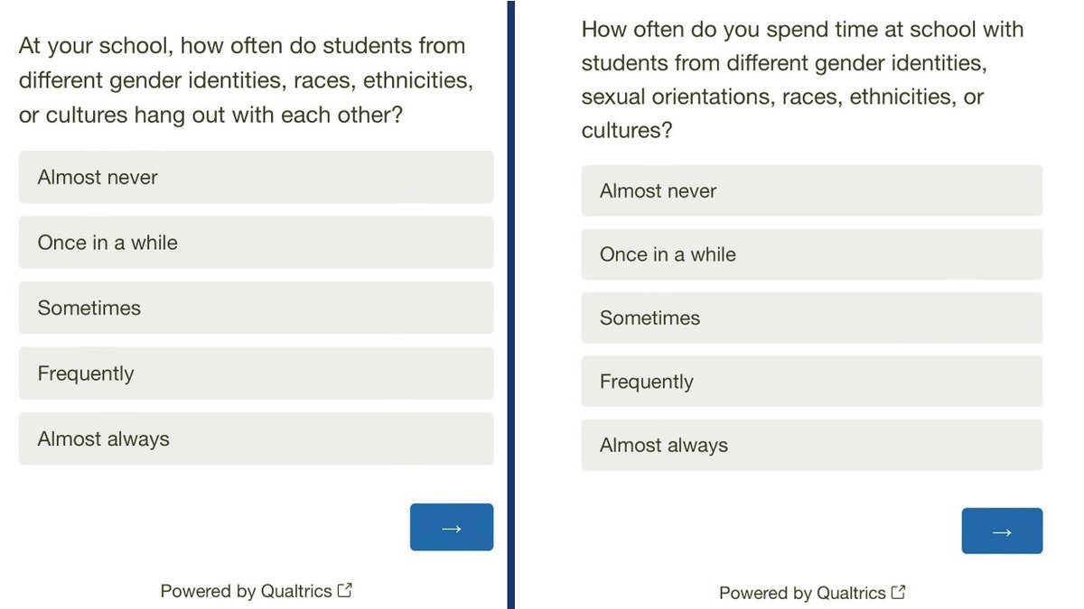 Preview of survey questions in California's Unified Poway School District.