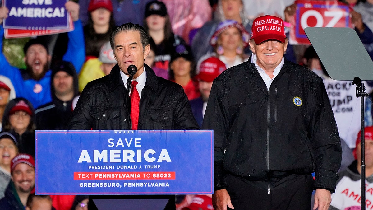 Mehmet Oz and Donald Trump at a rally