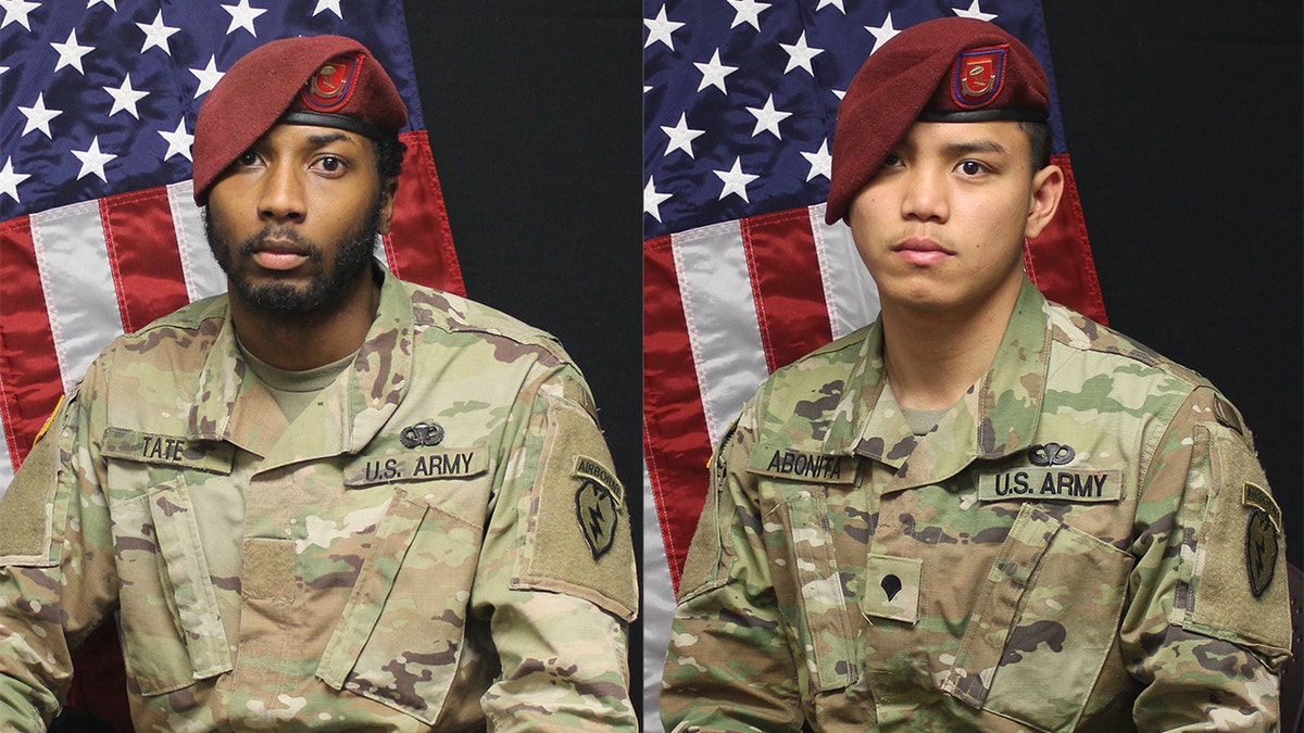 Pvt. Valsin David Tate Jr., left, and Spc. Wyne Lyndon Jacob Abonita, right, were killed in a multi-vehicle accident in Anchorage, Alaska, the U.S. Army confirmed.