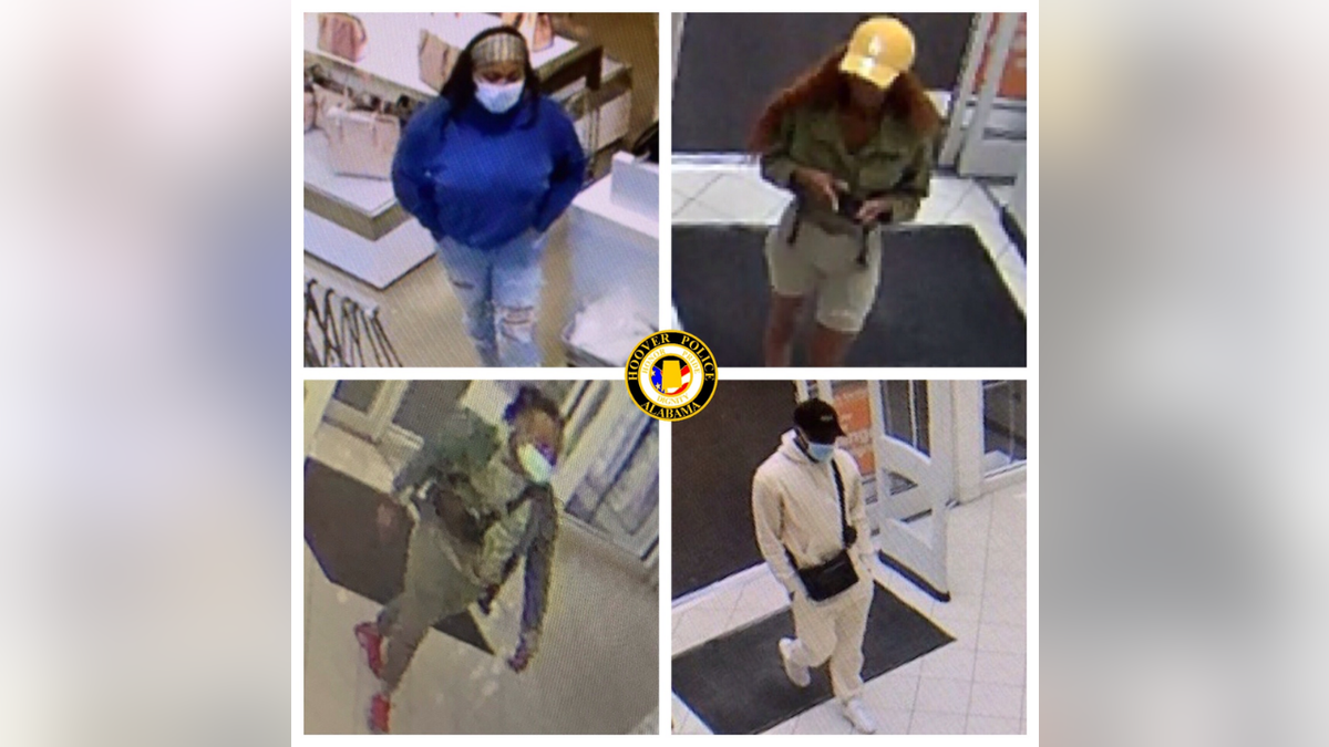 Police in Alabama are looking for four suspects who they allege stole $12,000 worth of handbags from Belk.
