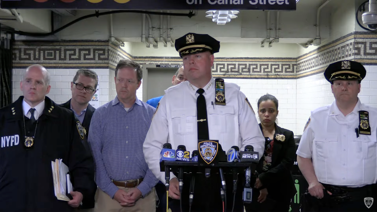 NYPD press conference subway shooting