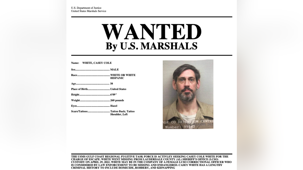 The U.S. Marshals are offering $10,000 for information leading to the capture of an Alabama inmate who escaped from jail as well as the location of an endangered correctional officer.