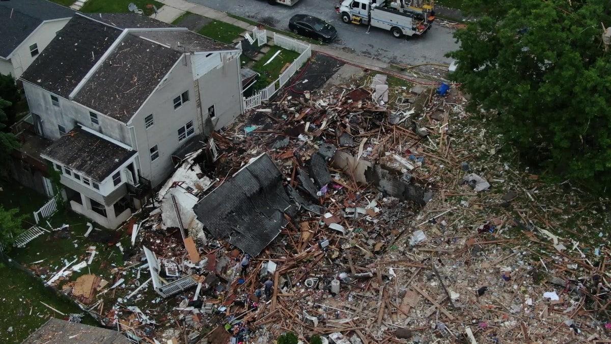Pottstown, Pennsylvania house explosion drone picture