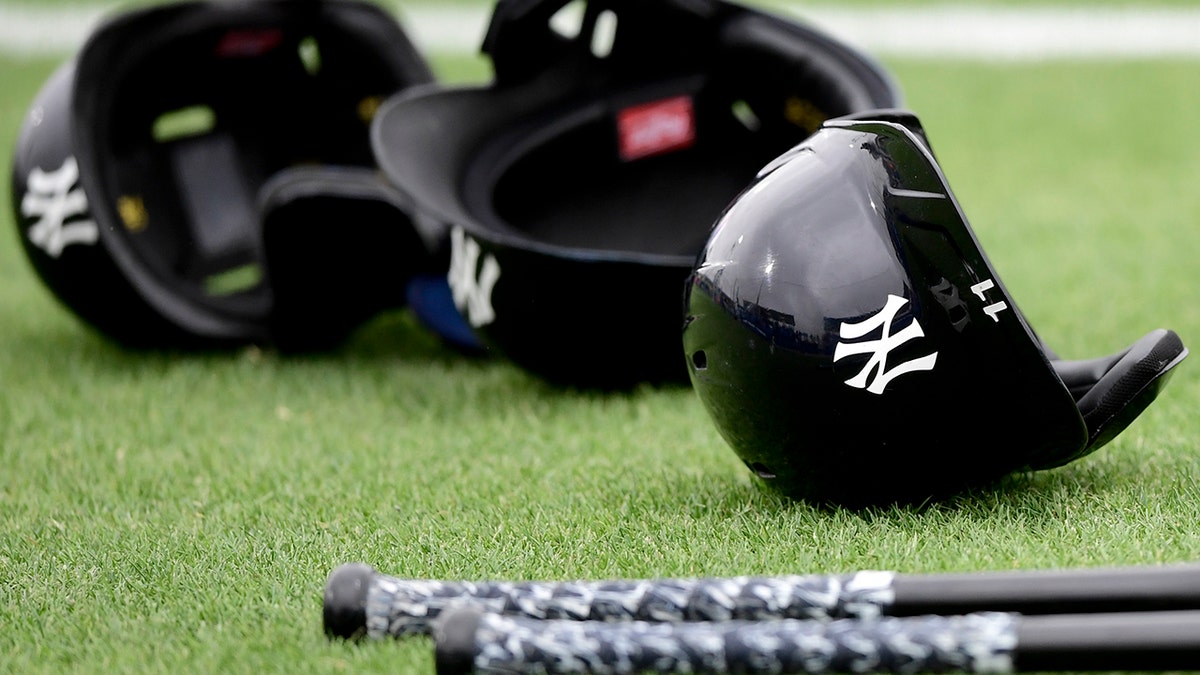New York Yankees batting helmets