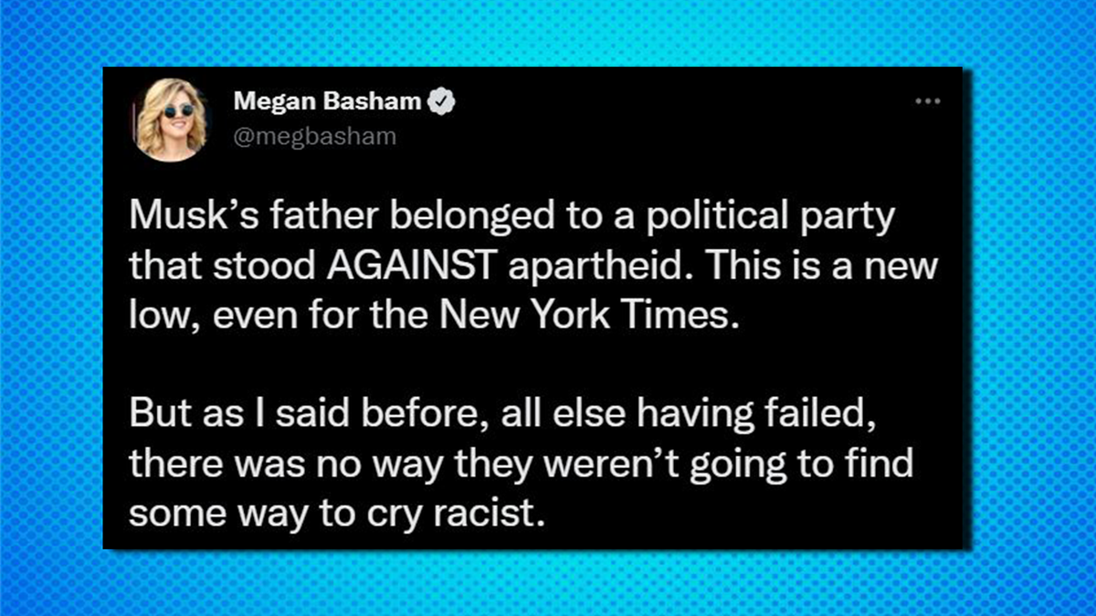 A tweet from Daily Wire's Megan Basham criticizing a May 5 New York Times article on Elon Musk. 