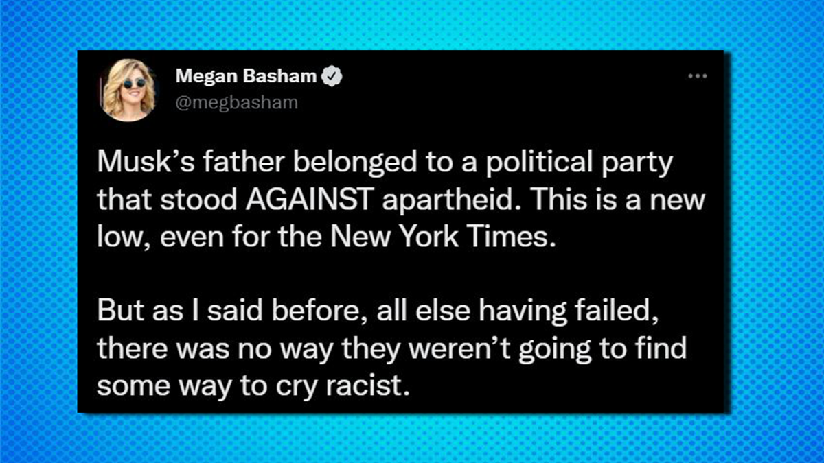 A tweet from Daily Wire's Megan Basham criticizing a May 5 New York Times article on Elon Musk.